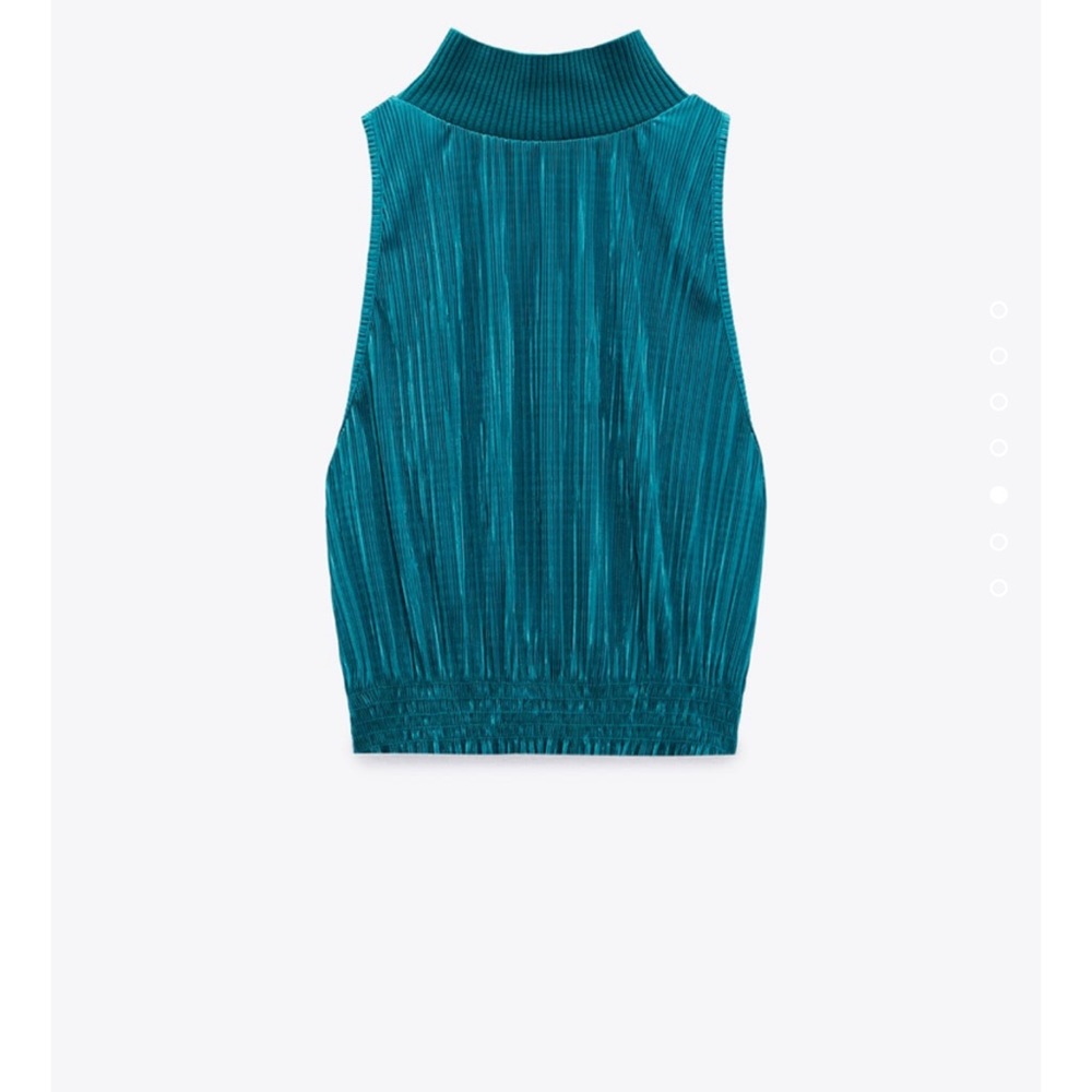 ZARA 2PIECES PLEATED HALTER TOP AND PLEATED WIDE LEG PANTS - Picture 5 of 5